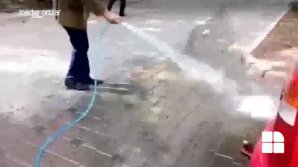 Житель столицы, решив вымыть площадку для мусорных контейнеров, не учел последствия