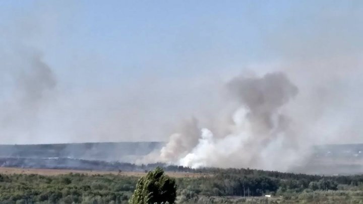 В Яловенах загорелась сухая трава, с пожаром борются три пожарных расчёта