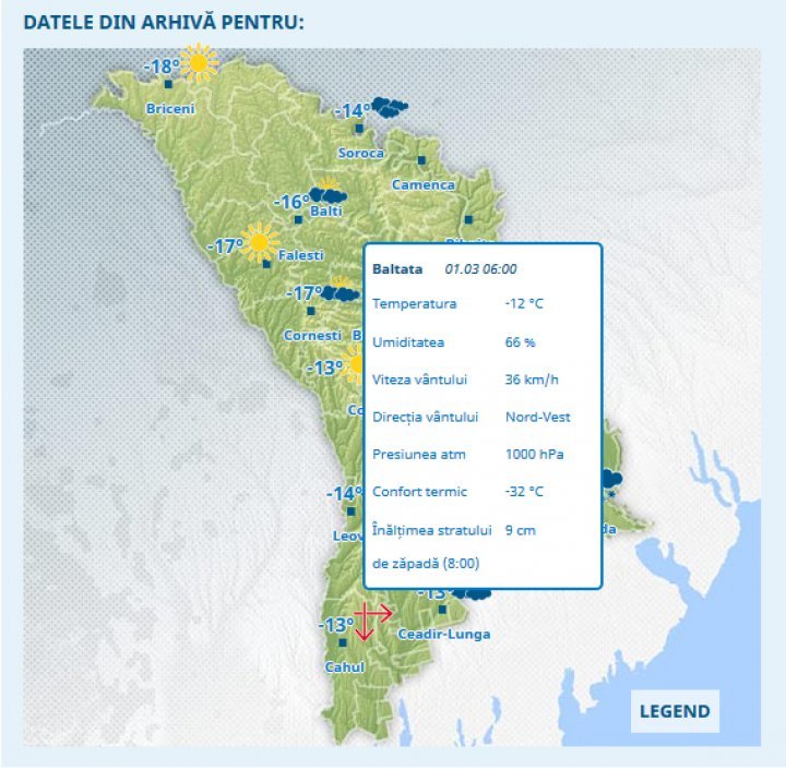 Ощущается, как минус 37: В Молдове действует жёлтый код в связи с похолоданием (карта)