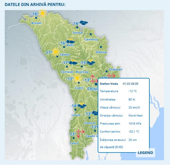 Ощущается, как минус 37: В Молдове действует жёлтый код в связи с похолоданием (карта)