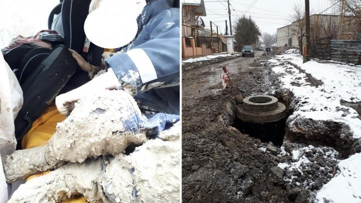 В Бельцах ребенок провалился в грязевую яму на улице (фото)