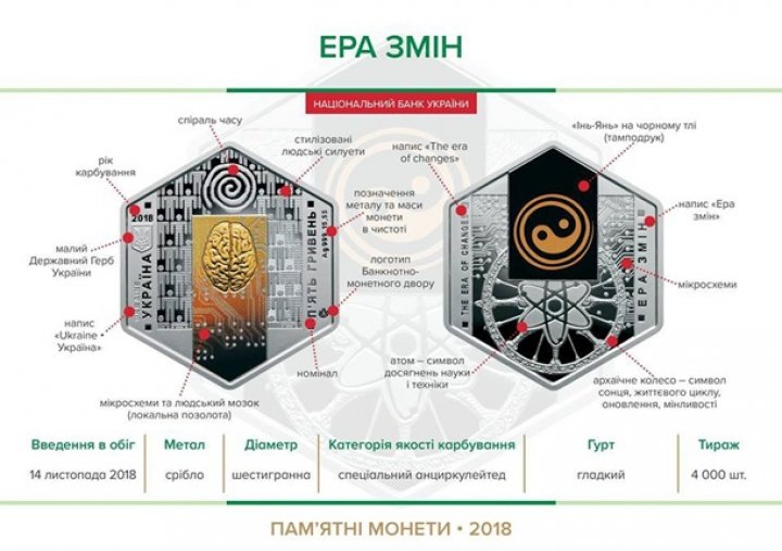 В Украине выпустили шестиугольные монеты