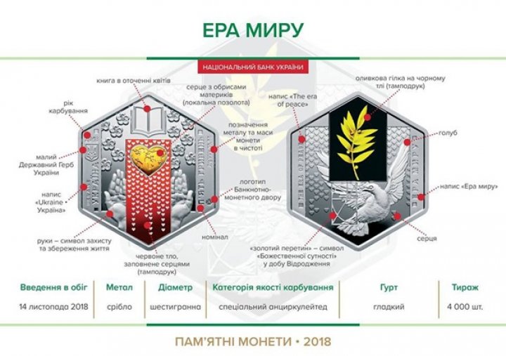 В Украине выпустили шестиугольные монеты