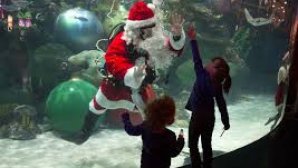 В Мексике Санта-Клаус развлекает малышей в аквариуме