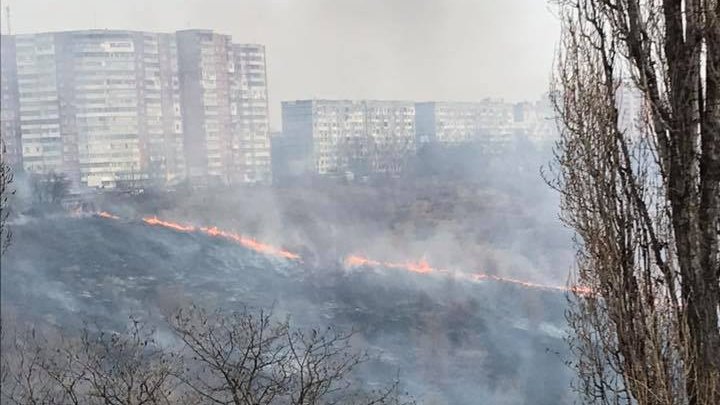 На Ботанике горят поля: несколько машин на парковке пострадали (фото/видео)