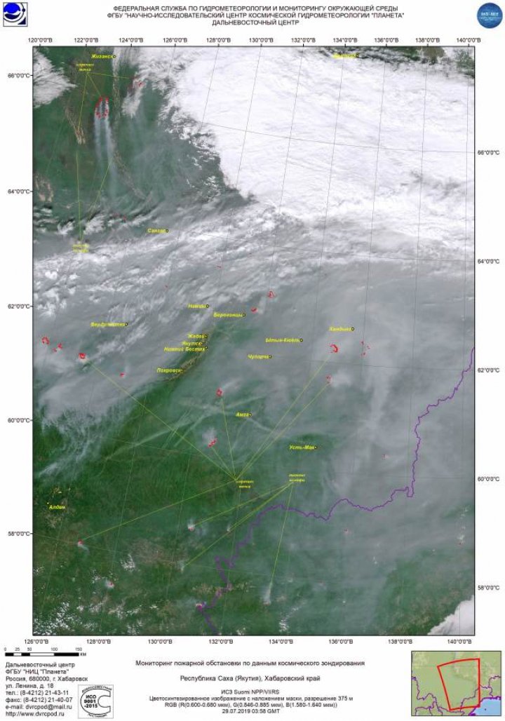В Сети появились фото горящих сибирских лесов из космоса