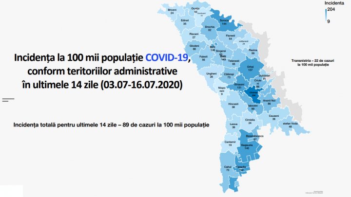 Индекс репродукции коронавируса в Молдове остается высоким. В каких районах легче всего подхватить инфекцию (КАРТА)